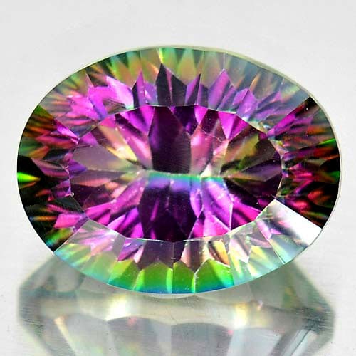 Natural Mystic Green Quartz 10.77 Ct. Oval Concave Cut 15.7 x 12 Mm. Gemstone From Brazil (1 of 3)