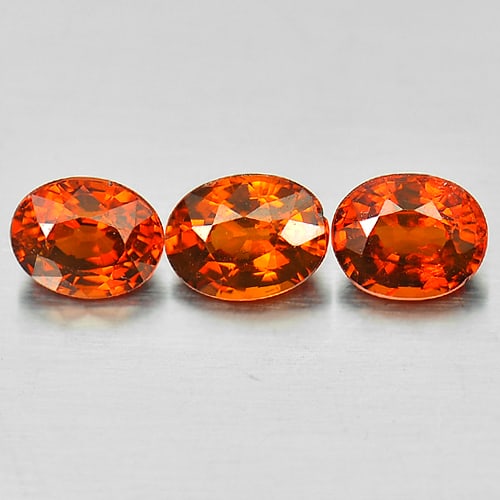 Natural Orange Spessartine Garnet 2.56 Ct 3 Pcs. Oval Shape 5.9 x 4.8 Mm. Unheated Gemstone From: Product ID: 802923088 Product Name: Natural Spessartine Weight: 2.56 CT. Size: 5.9 x 4.8 x 3.3 MM. Shape: Oval Color: Orange Clarity:SI Luster: Very Good Gems Origin: Nigeria Treatment: Unheated Cryst