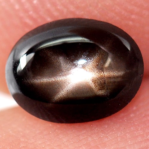 Black Star Natural Sapphire 6 Rays 0.98 Ct. Oval Cabochon Shape 6.6 x 5 Mm. Gemstone From Thailand: Product ID: 806145295 Product Name: Natural Star Sapphire Weight: 0.98 CT. Size: 6.6 x 5 x 2.7 MM. Shape: Oval Cabochon Color: Black Clarity:Opaque Luster: Good 6 Rays Star Gems Origin: Thailand Treat