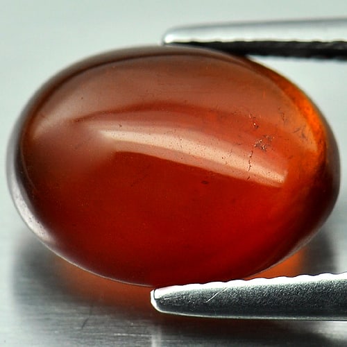 Natural Reddish Orange Hessonite Garnet 6.03 Ct. Oval Cabochon 12.8 x 10 Mm. Gemstone From Nigeria (1 of 3)
