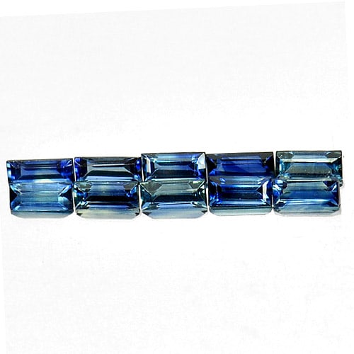 Natural Blue Sapphire 1.15 Ct. 10 Pcs. Baguette Shape 3.7 x 1.6 Mm Gemstone From Thailand: Product ID: 806158412 Product Name: Natural Blue Sapphire Weight: 1.15 CT. Size: 3.7 x 1.6 x 1.4 MM. Shape: Baguette Color: Blue Clarity:VSI Luster: Good Gems Origin: Thailand Treatment: Heated Crysta