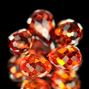 Natural Reddish Orange Spessartine Garnet 2.59 Ct. 5 Pcs. Briolette Shape 5 x 3.7 Mm. Gemstone From: Product ID: 802924491 Product Name: Natural Spessartine Weight: 2.59 CT. Size: 5 x 3.7 x 3.7 MM. Shape: Briolette Color: Reddish Orange Clarity:VSI Luster: Good Gems Origin: Nigeria Treatment: Unheate