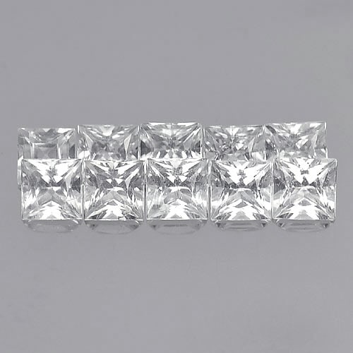Natural White Topaz 3.53 Ct. 10 Pcs Square Princess Cut 3.9 Mm. Gemstone From Brazil (1 of 3)