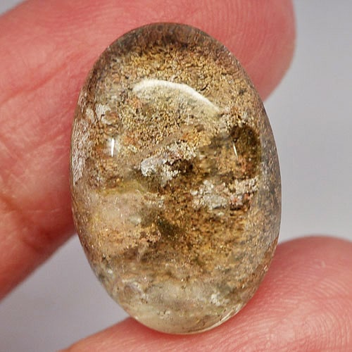 Natural White Brown Moss Quartz 19.31 Ct. Oval Cabochon Shape 22 x 15 Mm Gemstone From Thailand: Product ID: 805527126 Product Name: Natural Quartz Weight: 19.31 CT. Size: 22 x 15 x 9.5 MM. Shape: Oval Cabochon Color: White Clarity:Semi - Transparent Luster: Good Gems Origin: Thailand Treatment: 