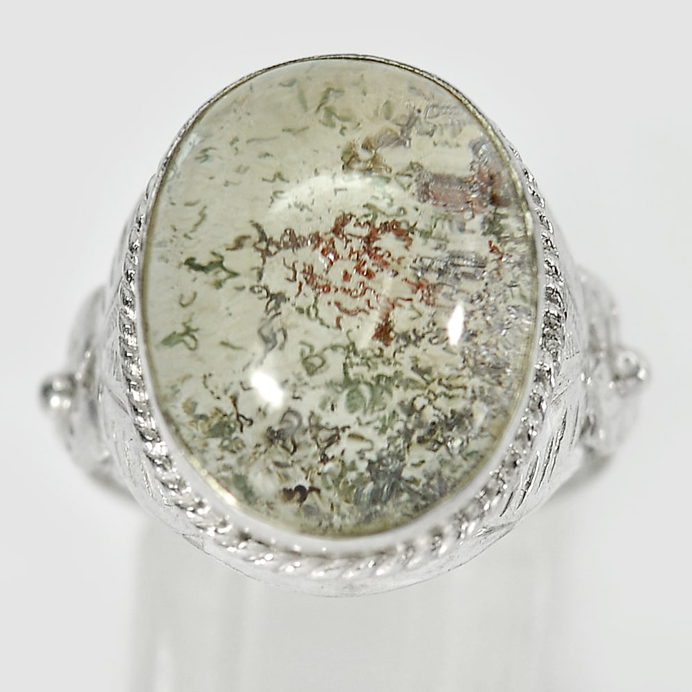 Natural Moss Quartz 925 Sterling Silver Jewelry 54.12 Grams Ring Size 7.5: Product ID: 200108108 Product Type: 925 Sterling Silver Fine Jewelry Jewelry Weight: 54.12 Grams. Ring Size: 7.5 Resizable(Fee) Gemstones Color: White Metal: Solid Silver 92.5%. Gemstone Detail: Natur