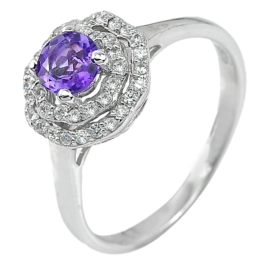 Natural Amethyst 925 Sterling Silver Jewelry Ring 2.57 Grams Size 7.5 (1 of 3)