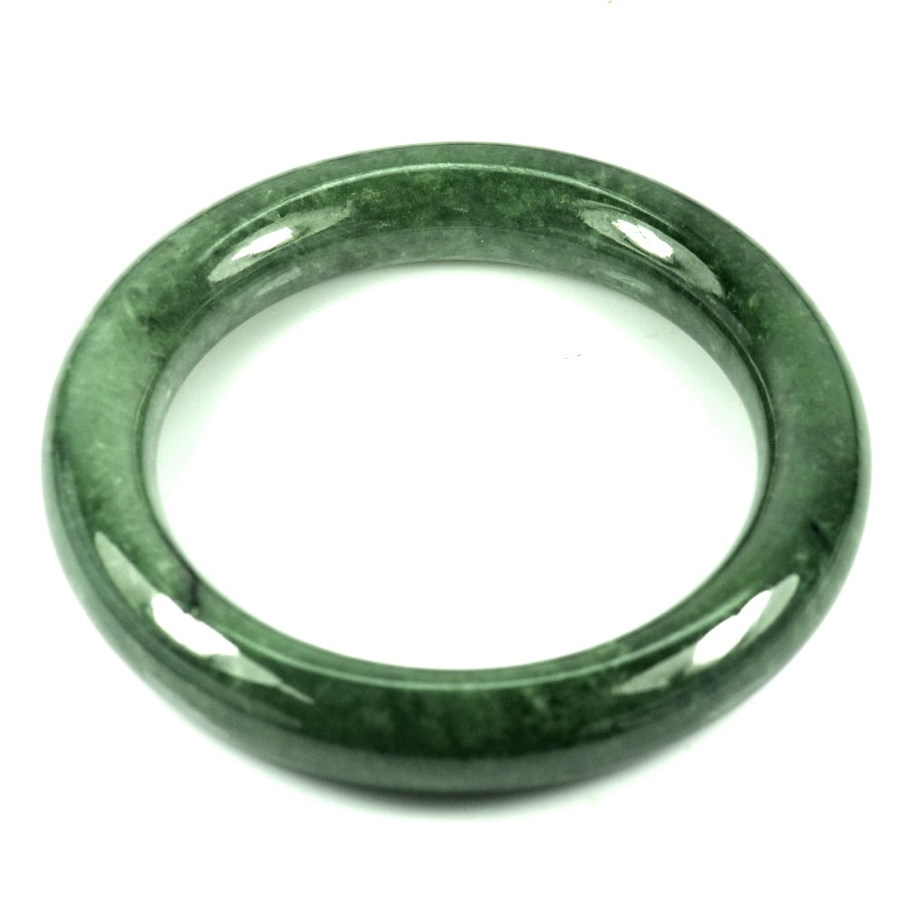 Natural Green Jade 393.60 Ct. Bangle Diameter 60 Mm. Round Cabochon Gemstone From Thailand: Product ID: 819814188 Product Name: Natural Jade Weight: 393.60 CT. Size: 80 x 60 x 12 MM. Shape: Round Cabochon Color: Green Clarity:Opaque Luster: Good Gems Origin: Thailand Treatment: Unheated Crys