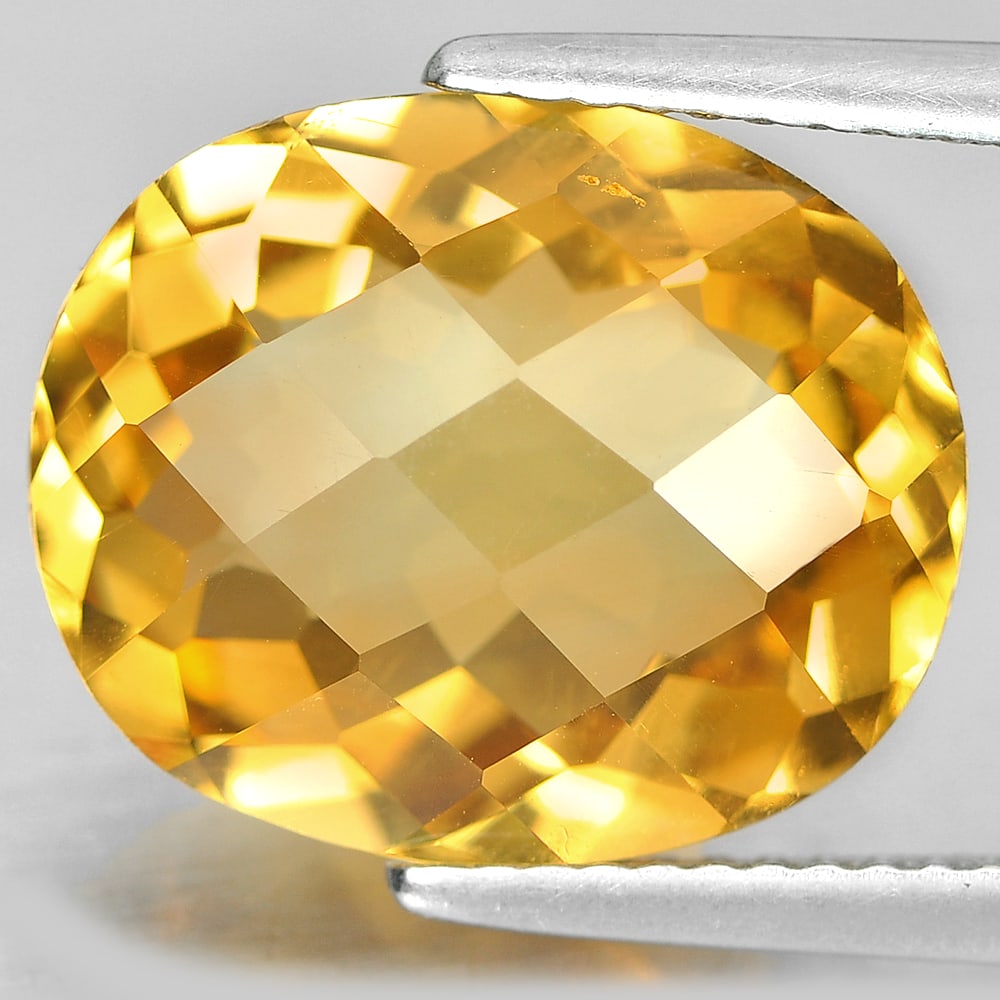 Natural Yellow Citrine 6.92 Ct. Clean Checkerboard Cut 14.6 x 12 Mm. Gemstone Unheated From Brazil (1 of 3)