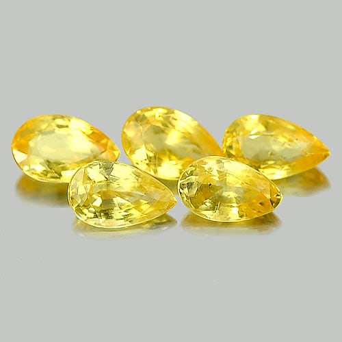 Yellow Sapphire 1.40 Ct. Pear Shape 5 x 3 Mm. 5 Pcs. Natural Gemstones Thailand (1 of 3)