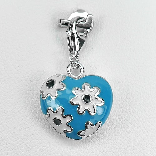 925 Sterling Silver Pendant Jewelry White Gold Plated Heart Enamel Design (1 of 3)