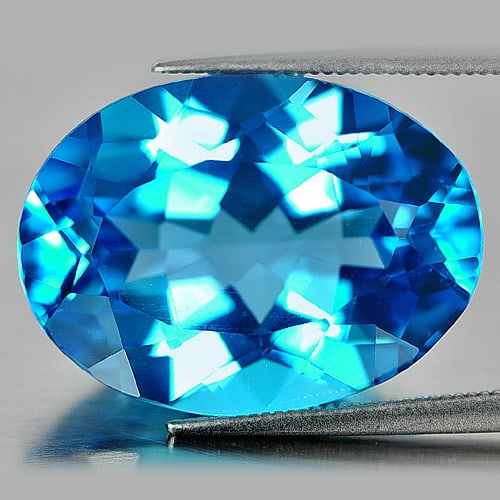 Natural Swiss Blue Topaz 26.11 Ct. Clean Oval Shape 22 x 16.1 Mm. Gemstone From Brazil (1 of 3)