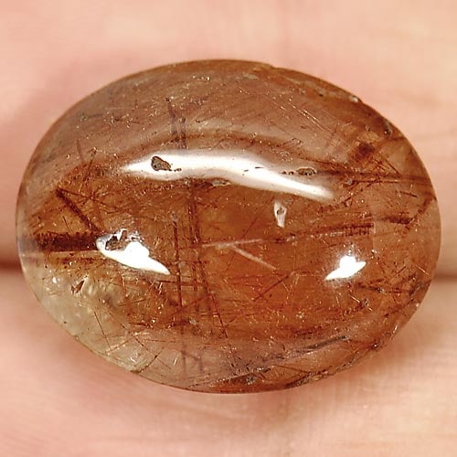 Natural Rutilated Quartz 20.86 Ct. Oval Cabochon Shape 20 x 16 Mm Gemstone From Thailand (1 of 3)