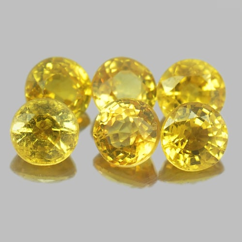 Natural Yellow Songea Sapphire 1.18 Ct. 6 Pcs. Round Shape 3.3 Mm Gemstones From Tanzania (1 of 3)