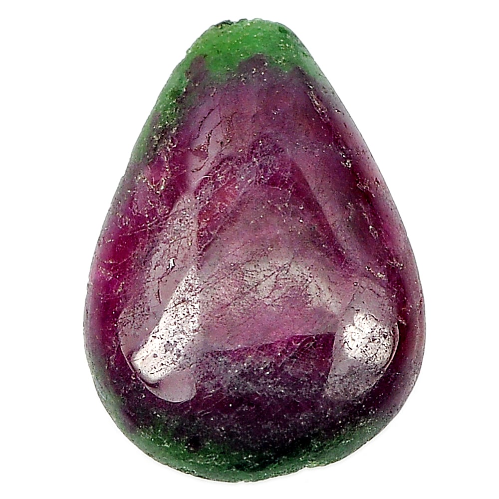 Natural Red Green Ruby in Zoisite 7.83 Ct. Pear Cabochon Shape 17 x 12.2 Mm Gemstone From Madagascar (1 of 3)