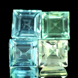 Natural Light Blue Aquamarine 2.43 Ct. 4 Pcs Square Shape 5 x 4.9 Mm Gemstone From Brazil (1 of 3)