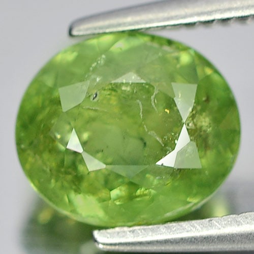Natural Green Demantoid Garnet 1.86 Ct. Oval Shape 7.5 x 6.5 Mm Gemstone From Madagascar (1 of 3)