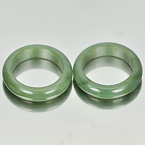 Natural Unheated Green Jade Rings 23.96 Ct. 2 Pcs. Size 5.5 Unheated Gemstones (1 of 3)