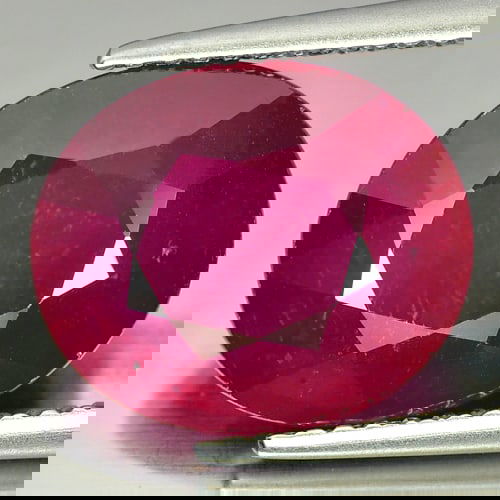 Natural Purplish Red Ruby 7.48 Ct. Oval Shape 12.5 x 10.5 Mm. Gemstone From Mozambique (1 of 3)