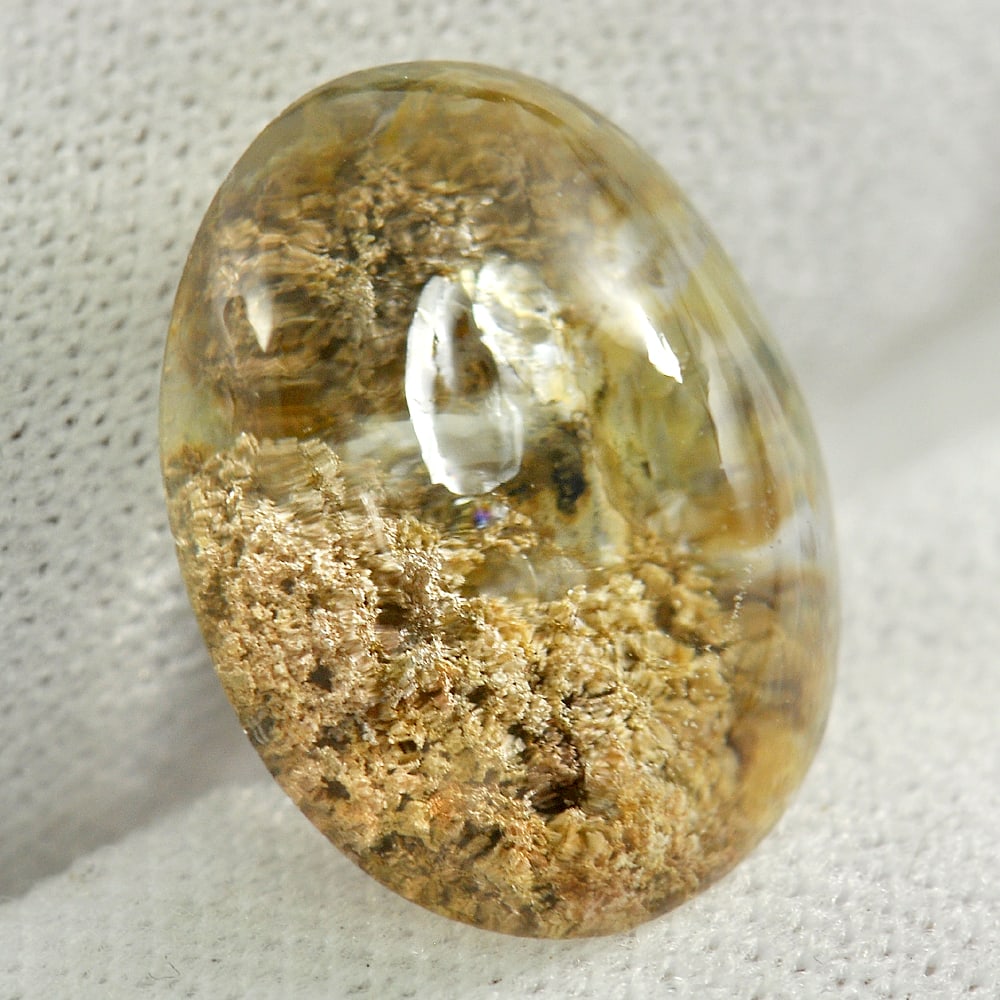 Natural Moss Quartz 9.31 Ct. Oval Cabochon Shape 15.8 x 12 Mm. Gemstone From Thailand: Product ID: 805529636 Product Name: Natural Quartz Weight: 9.31 CT. Size: 15.8 x 12 x 7.6 MM. Shape: Oval Cabochon Color: Multi-Color Clarity:Semi - Transparent Luster: Good Gems Origin: Thailand Trea
