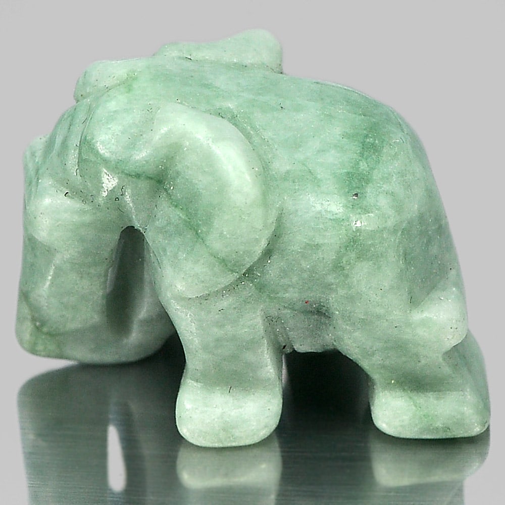 Natural Green Jade 56.99 Ct. Elephant Carving Size 25 x 19 Mm. Unheated Gemstone: Product ID: 819813006 Product Name: Natural Jade Weight: 56.99 CT. Size: 25 x 19 x 16 MM. Shape: Elephant Carving Color: Green Clarity:Opaque Luster: Good Gems Origin: Thailand Treatment: Unheated Cry