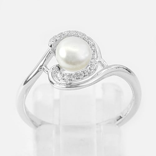 Natural White Pearl 925 Sterling Silver Ring Jewelry Size 7: Product ID: 280510035 Product Name: Natural Fashion Jewelry Weight: 2.13 CT. Size: 21 x 17 Mm. MM. Shape: Round Cabochon Color: White Clarity:Opaque Luster: Good Gems Origin: Thailand Treatment: Unhea