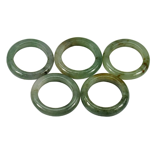 Natural Green Jade Ring 73.36 Ct. 5 Pcs. Size 7 Unheated Gemstone (1 of 3)