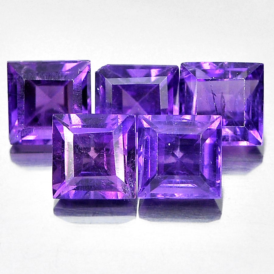 Natural Purple Amethyst 1.56 Ct. 5 Pcs. Square Shape 3.9 x 2.8 Mm. Gemstone From Brazil (1 of 3)