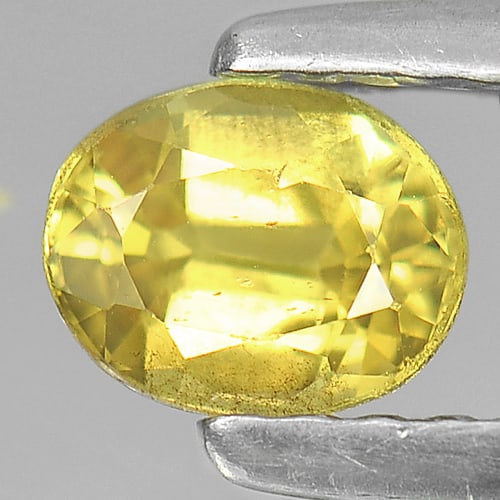 Natural Yellow Sapphire 0.60 Ct. Oval Shape 5.3 x 4.2 Mm. Gemstone From Thailand: Product ID: 806160960 Product Name: Natural Yellow Sapphire Weight: 0.60 CT. Size: 5.3 x 4.2 x 3 MM. Shape: Oval Color: Yellow Clarity:VSI Luster: Good Gems Origin: Thailand Treatment: Heated Crystal 
