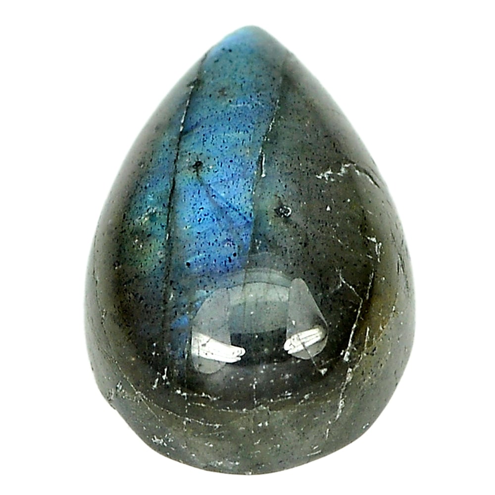 Multi Color Blue Labradorite 3.45 Ct. Pear Cabochon Shape 12 x 8 Mm. Natural Gemstone From Canada: Product ID: 804301056 Product Name: Natural Labradorite Weight: 3.45 CT. Size: 12 x 8 x 5 MM. Shape: Pear Cabochon Color: Multi Color Blue Clarity:Semi - Transparent Luster: Iridescent Gems Origin: Ca