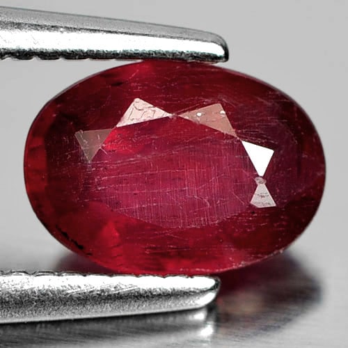 Natural Pinkish Red Ruby 1.01 Ct. Oval Shape 6.9 x 5 Mm. Gemstone From Madagascar (1 of 3)