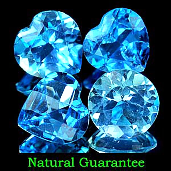 Natural Swiss Blue Topaz 4.94 Ct. Mix Shape 4 Pcs Gemstone From Brazil (1 of 3)