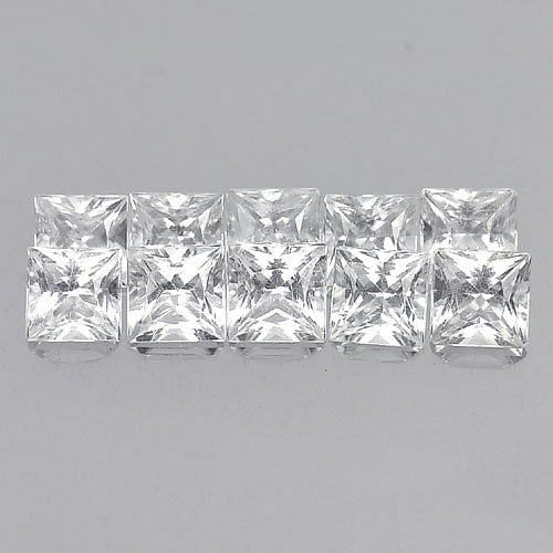 White Topaz 3.79 Ct. 10 Pcs Square Princess Cut 3.9 Mm. Natural Gemstone From Brazil (1 of 3)