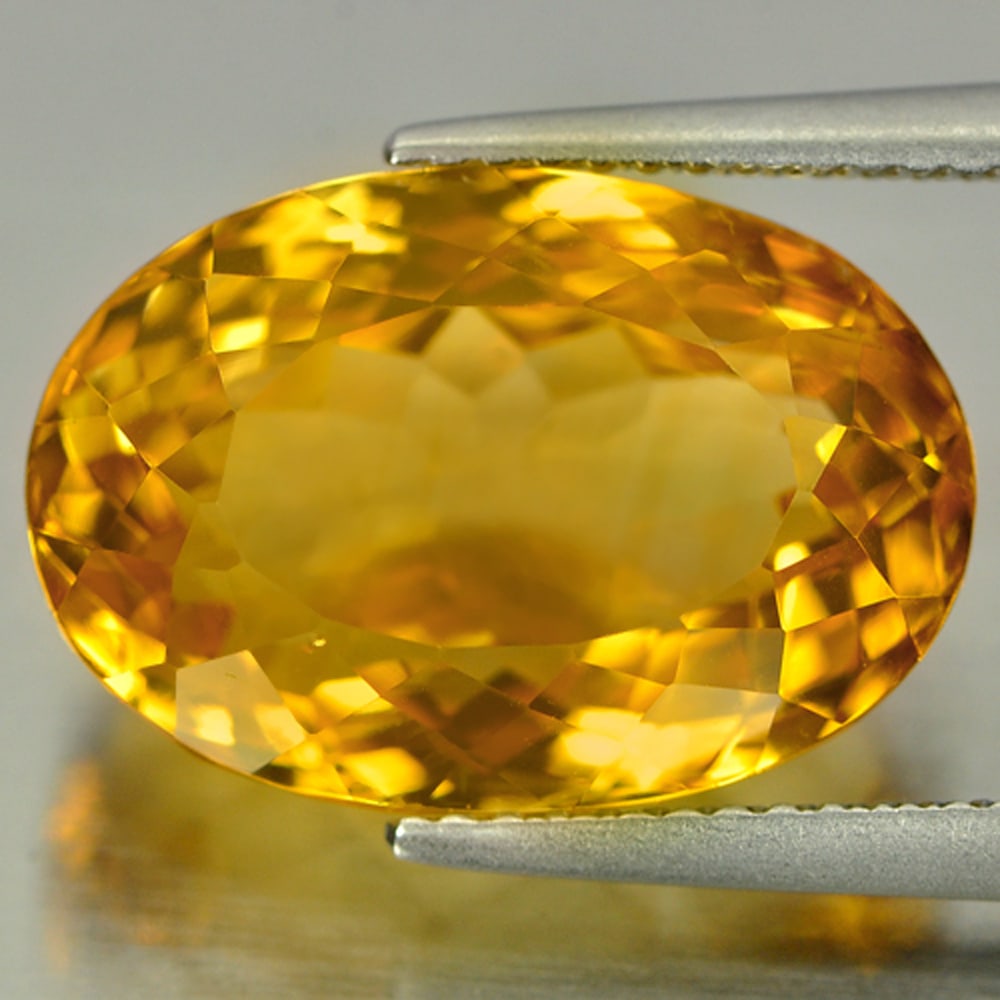 Natural Yellow Citrine 11.15 Ct. Clean Oval Shape 16.2 x 11.1 Mm. Unheated Gemstone From Brazil (1 of 3)