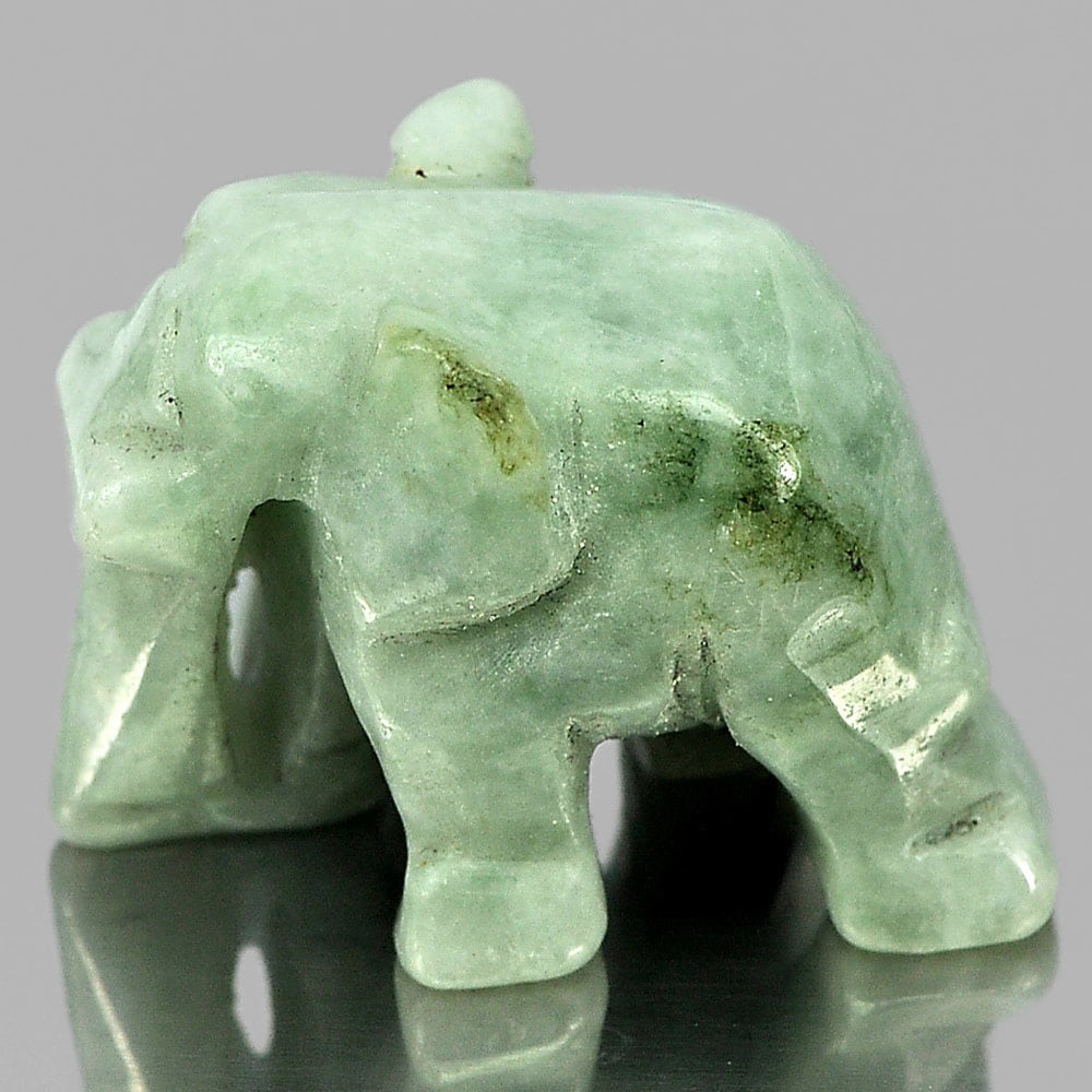 Green White Jade 58.86 Ct. Elephant Carving Size  26 x 19 Mm. Natural Unheated Gemstone From (1 of 3)