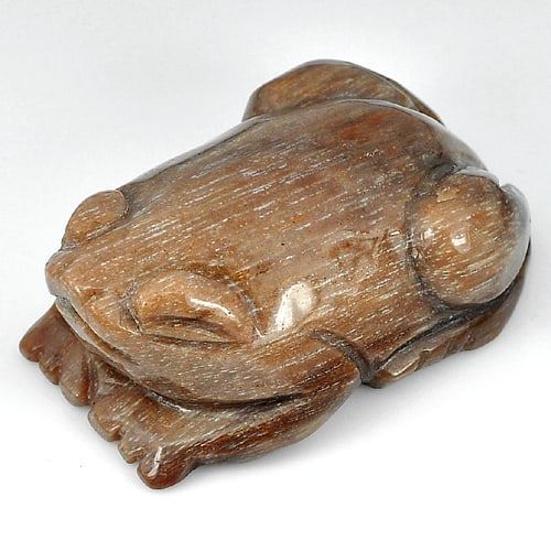 Natural Brown Petrified Wood 256.32 Ct. Frog Carving Size 49 x 32 Mm. Unheated Gemstone (1 of 3)