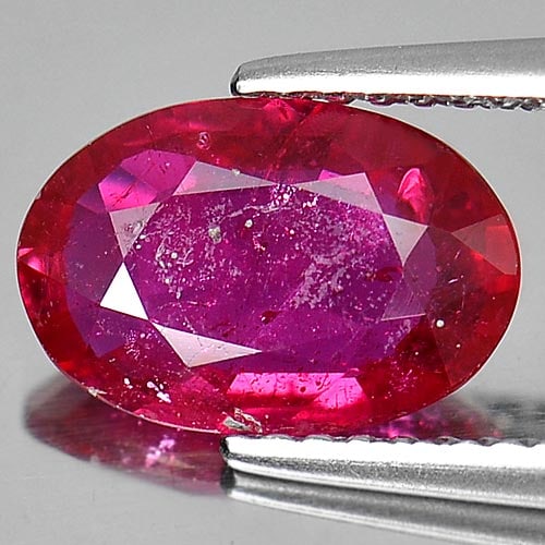 Natural Purplish Red Ruby 2.14 Ct. Oval Shape 10.1 x 6.8 Mm. Gemstone From Mozambique (1 of 3)