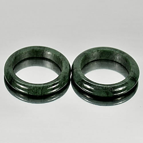 Natural Green Black Jade 17.72 Ct. 2 Pcs. Rings Size 5.5 Round Shape Gemstone (1 of 3)