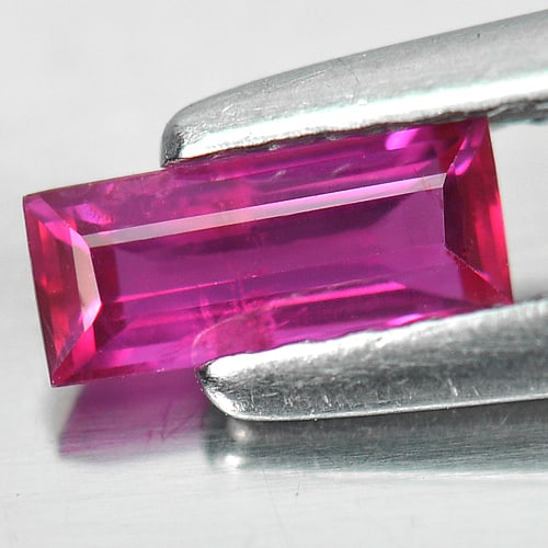 Certified Unheated Natural Purplish Red Ruby Mozambique 0.35 Ct. Baguette Shape 6.25 x 2.64 Mm (1 of 3)