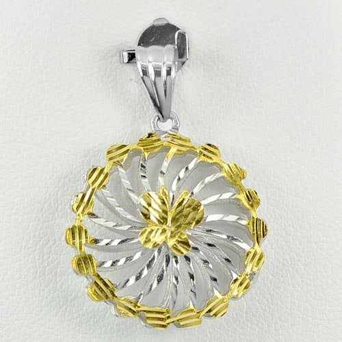 925 Sterling Silver Two Color Pendant Jewelry 2.23 Grams Butterfly in Circle Design (1 of 3)