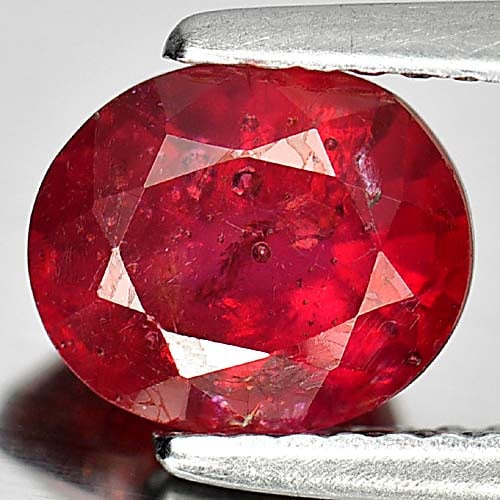 Natural Pinkish Red Ruby 2.47 Ct. Oval Shape 7.8 x 6.5 Mm Gemstone From Mozambique (1 of 3)