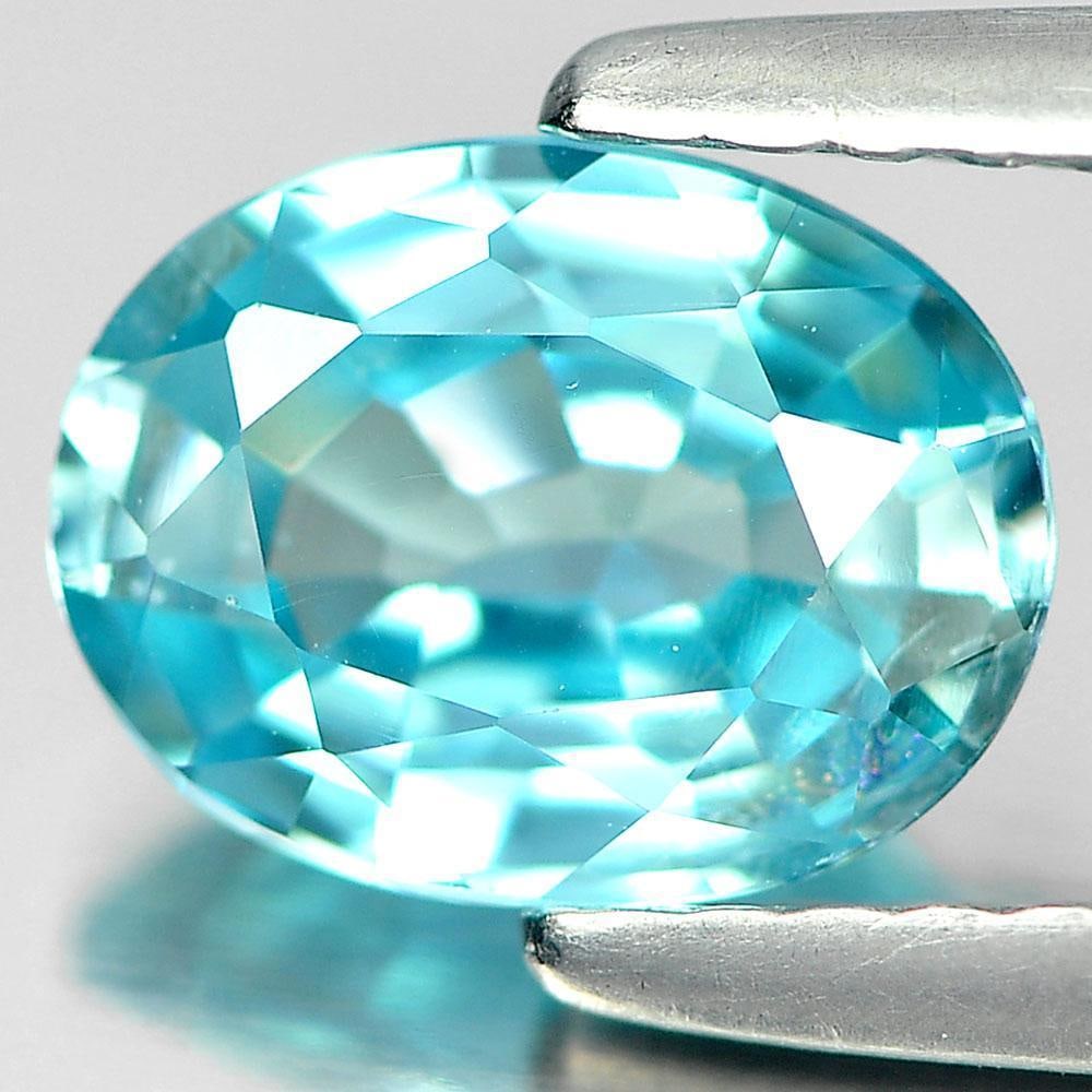 Natural Blue Zircon 1.59 Ct. Oval Shape 7.7 x 5.9 Mm Gemstone From Cambodia: Product ID: 807715714 Product Name: Natural Zircon Weight: 1.59 CT. Size: 7.7 x 5.9 x 3.4 MM. Shape: Oval Color: Blue Clarity:VSI Luster: Good Gems Origin: Cambodia Treatment: Heated Crystal Structure