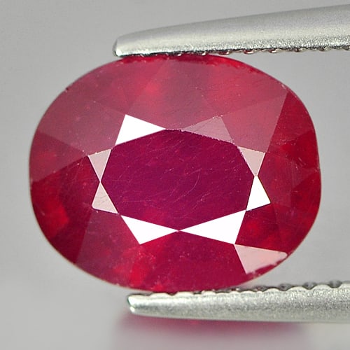 Natural Purplish Red Ruby 3.74 Ct. Oval Shape 9.9 x 8 Mm. Gemstone From Mozambique (1 of 3)