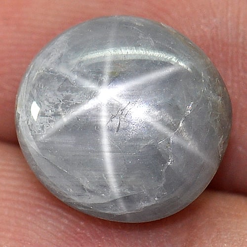 Natural Gray Star Sapphire 8.43 Ct. Oval Cabochon Shape 10.9 x 10.3 Mm. Gemstone From Thailand (1 of 3)