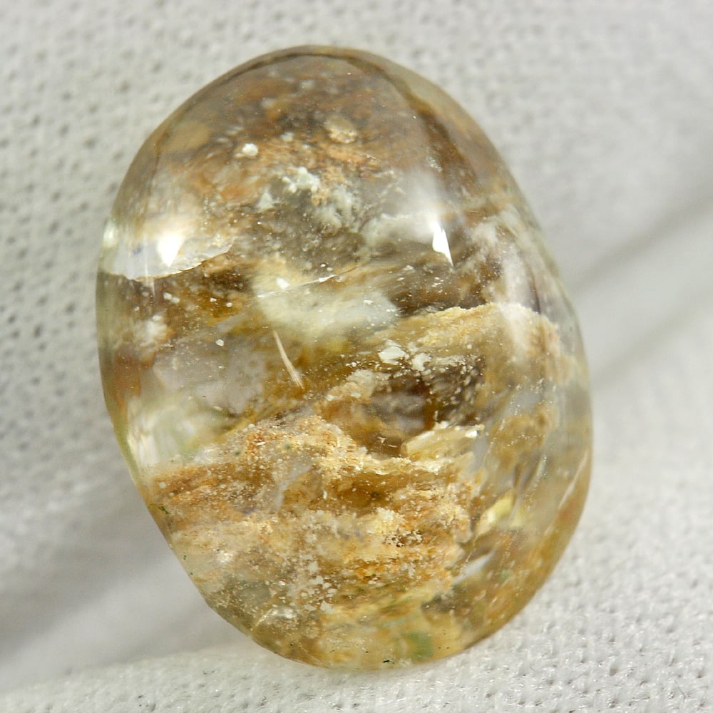 Natural Moss Quartz 9.99 Ct. Oval Cabochon Shape 16.1 x 12.1 Mm. Gemstone: Product ID: 805529634 Product Name: Natural Quartz Weight: 9.99 CT. Size: 16.1 x 12.1 x 8.1 MM. Shape: Oval Cabochon Color: Multi-Color Clarity:Semi - Transparent Luster: Good Gems Origin: Thailand Tr