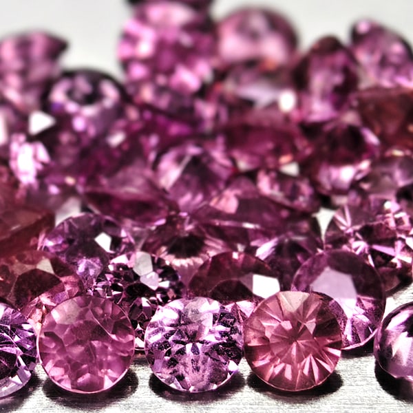 Natural Purplish Pink Rhodolite 2.98 Ct. 50 Pcs. VVS Round Diamond Cut 2.3 Mm. Gemstone From (1 of 3)