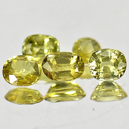Natural Yellow Sapphire 1.80 Ct. 5 Pcs. Mix Shape Gemstones From Thailand: Product ID: 806152094 Product Name: Natural Yellow Sapphire Weight: 1.80 CT. Size: 3.5 to 5.2 x 3.5 MM. Shape: Mix Shape Color: Yellow Clarity:SI1 Luster: Good Gems Origin: Thailand Treatment: Heated 