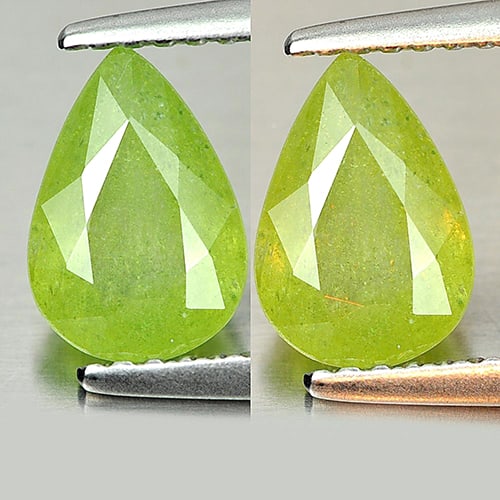 Natural Green Titanium Sphene With Rainbow Spark 1.30 Ct. Pear Shape 8.5 x 5.9 Mm Unheated Gemstone: Product ID: 806507914 Product Name: Natural Sphene Weight: 1.30 CT. Size: 8.5 x 5.9 x 3.3 MM. Shape: Pear Color: Green Clarity:SI1 Luster: Adamantine Gems Origin: Madagascar Treatment: Unheated Crysta