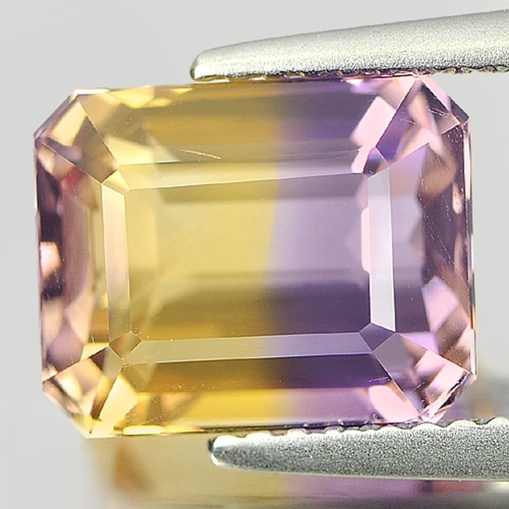 Natural Bi Color Ametrine 4.36 Ct. VVS Octagon Shape 10.1 x 8.1 Mm. Unheated Gemstone From Bolivia (1 of 3)