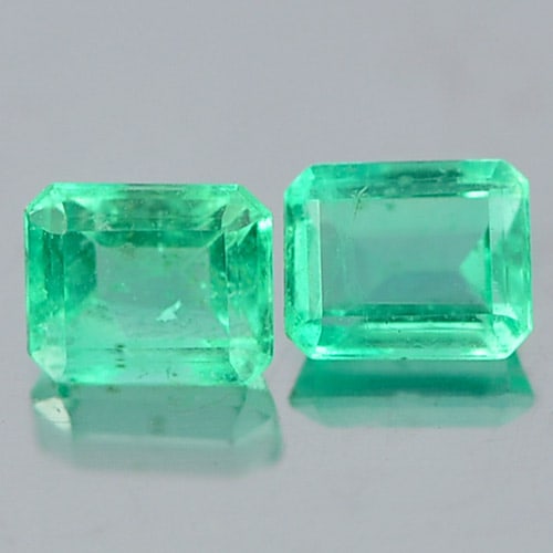 Natural Green Emerald 0.37 Ct. 2 Pcs. Octagon Shape 3.7 x 3 x 2.5 Mm. Gemstone (1 of 3)