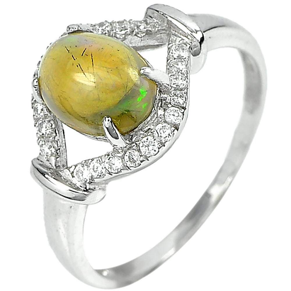 Natural Multi Color Opal 925 Sterling Silver Ring Jewelry 2.27 G. Size 6 (1 of 3)